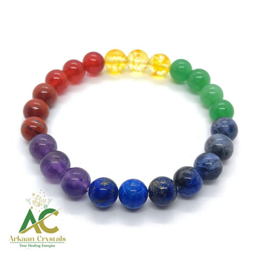 Seven Chakra Natural Stone Beads With Certified Bracelet