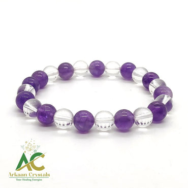 Clear Quartz With Amethyst Natural With Certified Bracelet