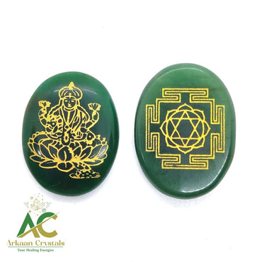 Green Jade Laxmi Ji Engraved Symbol Coin Natural With Certified
