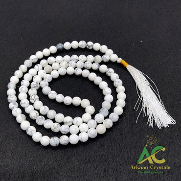 Howlite Natural With Certified Japa Mala 108 + 1 Beads