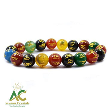 Om Mani Padme Hum Crystal Natural With Certified Bracelet