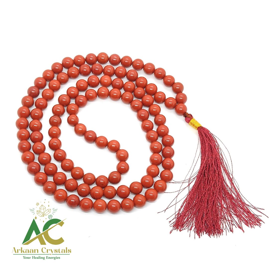 “Natural Red Jasper Mala With Certificate – Best for Jaap & Positive Energy”