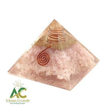 Rose Quartz Natural Crystal Chips Orgonite Pyramid