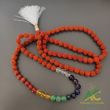 Chakra With Rudraksh Natural With Certified Japa Mala 108 + 1 Beads