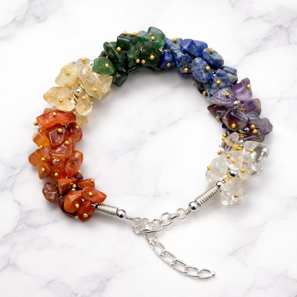 7 Chakra Chips Bracelet – Balance, Healing & Positive Energy