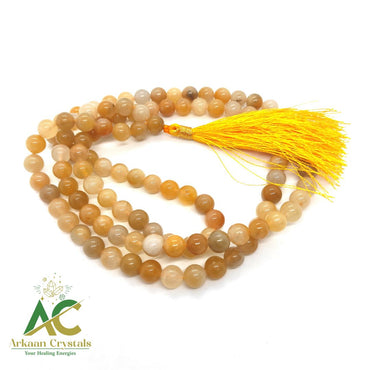 Yellow Aventurine Natural With Certified Japa Mala 108 + 1 Beads