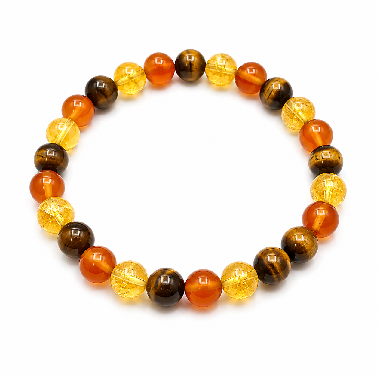 Tiger Eye + Carnelian + Citrine Combination Bracelet