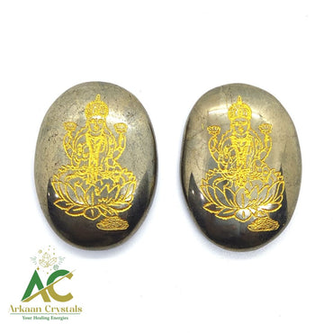 Pyrite Laxmi Ji Engraved Symbol Coin Natural With Certified