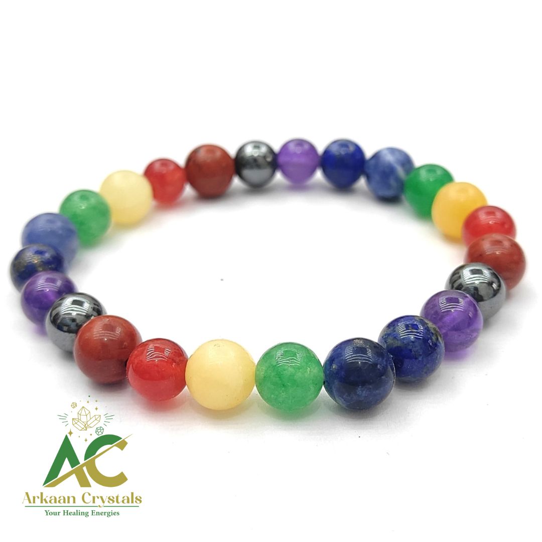 Seven Chakra Natural With Certified Stone Beads Bracelet
