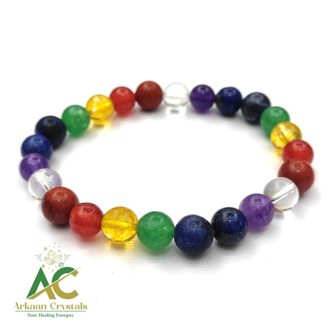 Seven Chakra Natural With Certified Stone Beads Bracelet