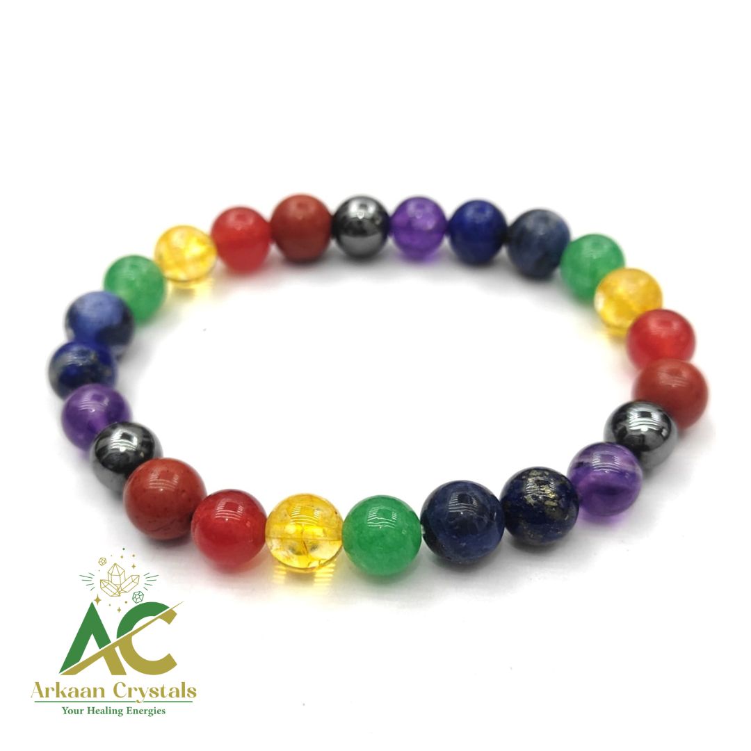 Seven Chakra Natural With Certified Stone Beads Bracelet
