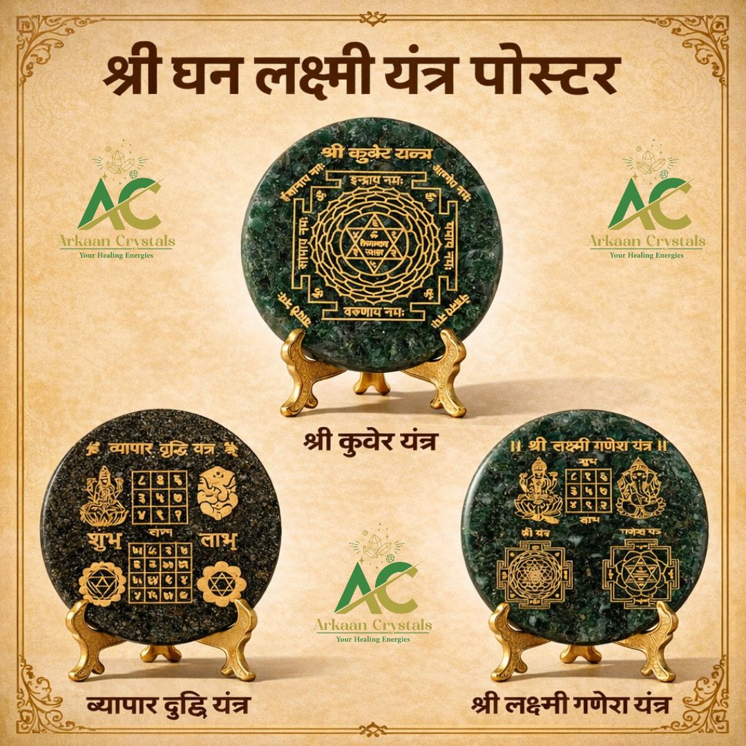 Yantra Engraved Natural Stone Chips Coaster