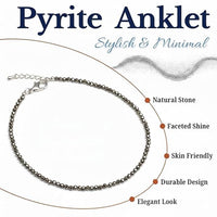 Pyrite Anklet Pair (2 Pieces) – Handmade Natural Gold Pyrite Healing & Protection Bracelet | Certified