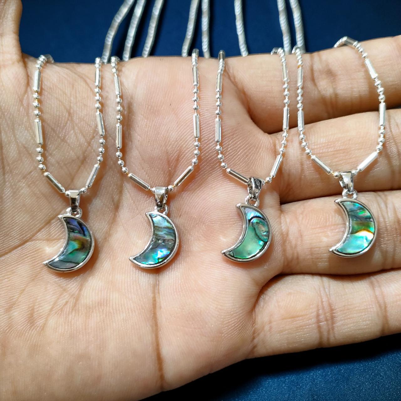 Abalone Shell Crescent Moon Pendant – Natural Healing Jewelry