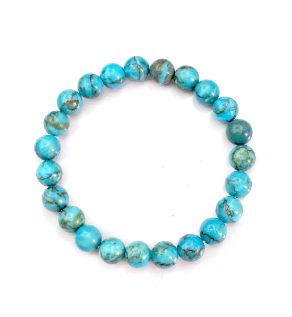 South African Turquoise Beaded Bracelet – Genuine Gemstone Jewelry