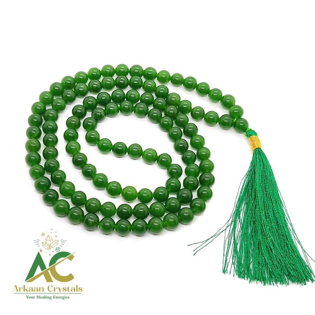 Green Jade Natural & Certified Japa Mala – 108+1 Healing Beads for Meditation & Energy Balance