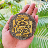 Peru Pyrite Lakshmi Ganapathi Yantra Engraved Orgonite Plate