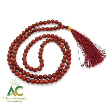 Red Jasper Natural With Certified Japa Mala 108+1 Beads