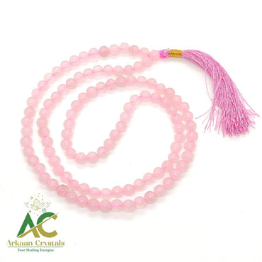 Rose Quartz Natural With Certified Japa Mala 108 + 1 Beads