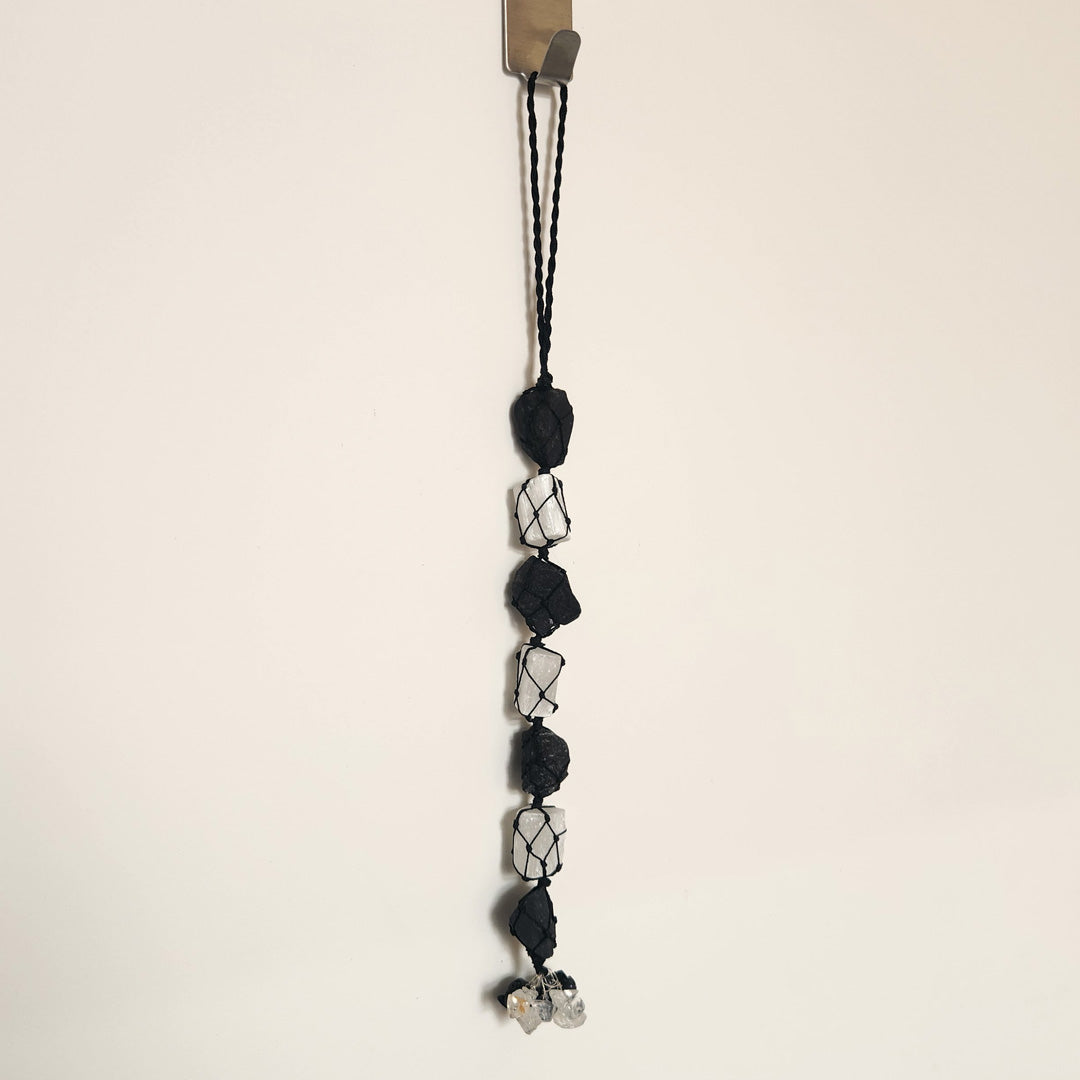Selenite Stick With Black Tourmaline Raw Hanging – Energy Cleansing & Protection | Natural Certified