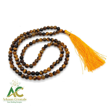 Tiger Eye Natural With Certified Japa Mala 108 + 1 Beads