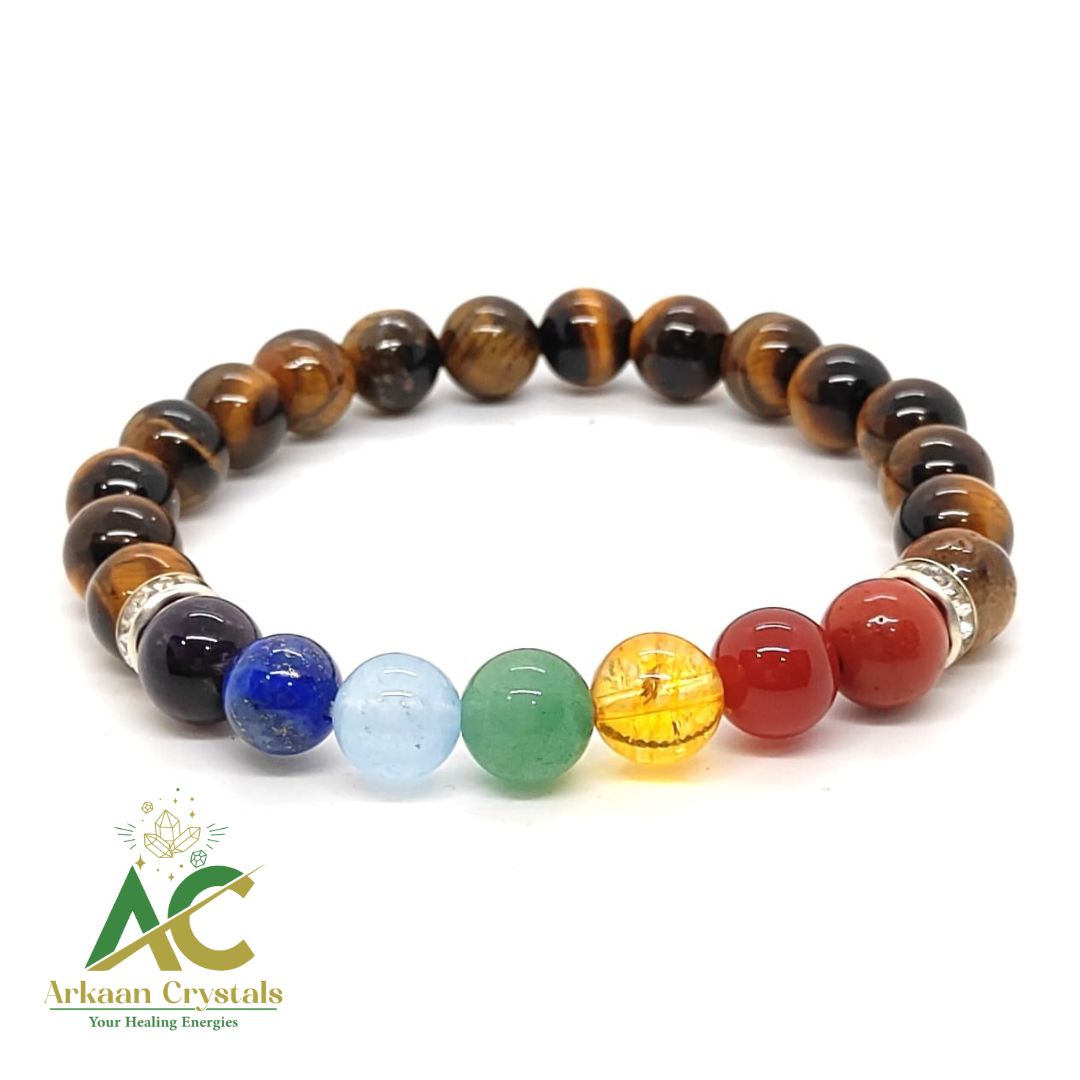 Tiger Eye With Seven Chakra Natural With Certified Bracelet
