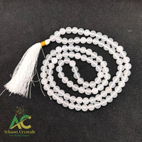 White Agate Natural With Certified Japa Mala 108 + 1 Beads