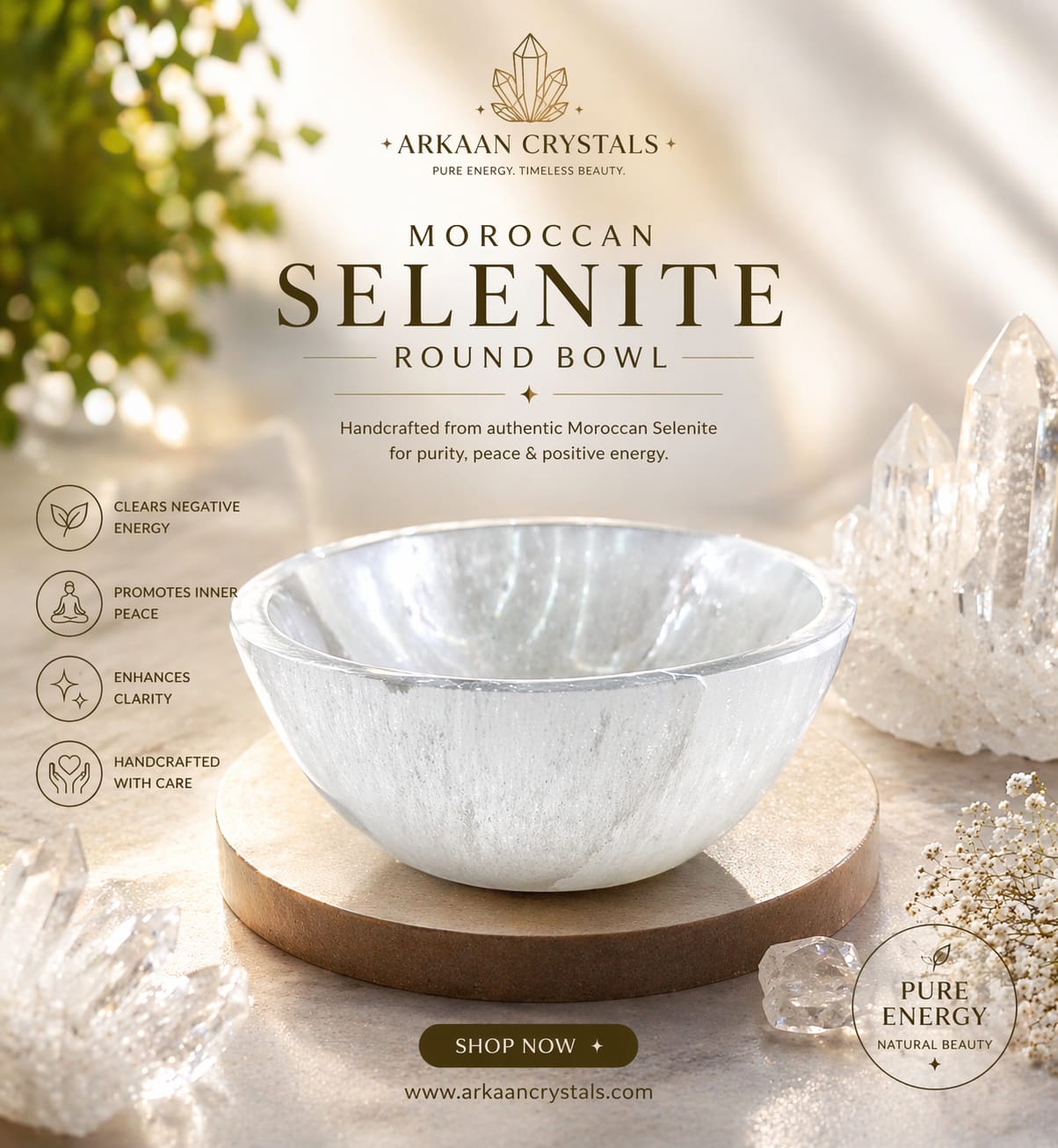 Selenite Crystal Bowl (4 Inch) – Cleanse, Charge & Protect Your Crystals