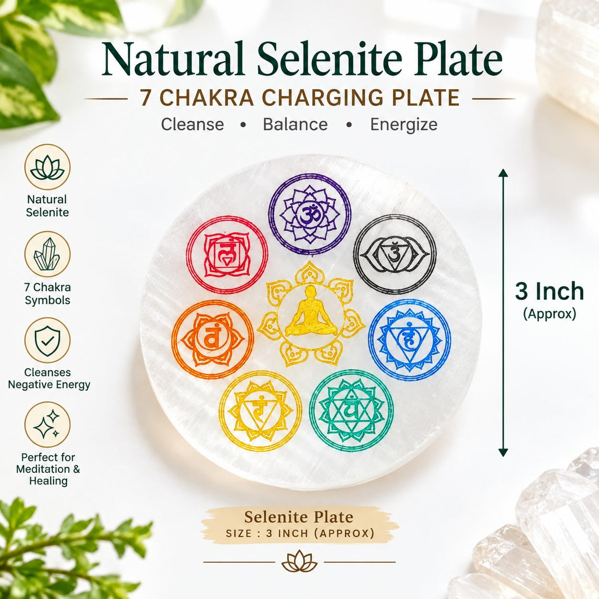 Selenite Crystal Charging Plate | Natural & Certified | 3 & 4 Inch