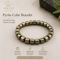 Premium Golden Hematite Cube Crystal Bracelet – Wealth, Focus & Protection