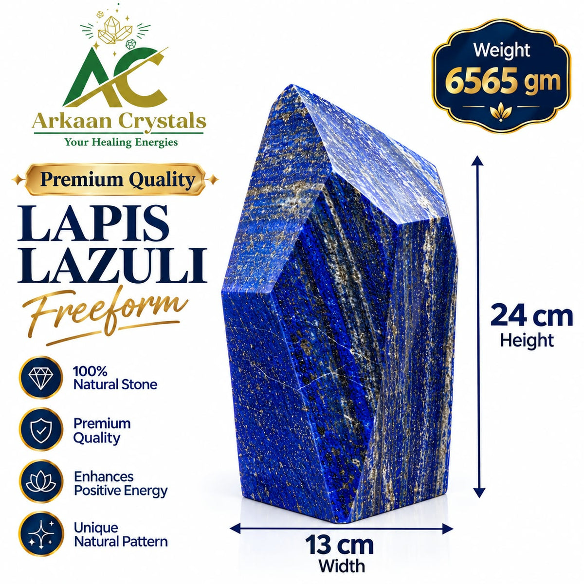 Lapis Lazuli Freeform 6565gm – 24cm Height 13cm Width – Premium Quality Natural Stone