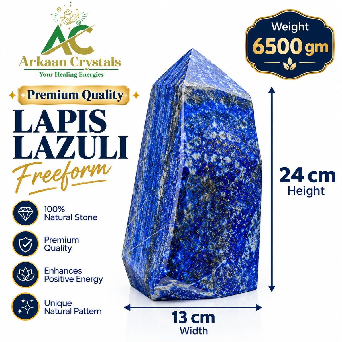 Lapis Lazuli Freeform 6500gm – 24cm Height 13cm Width – Premium Quality Natural Stone