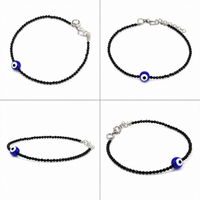 Black Tourmaline Evil Eye Anklet – Nazar Protection, Grounding & Good Luck | Certified |