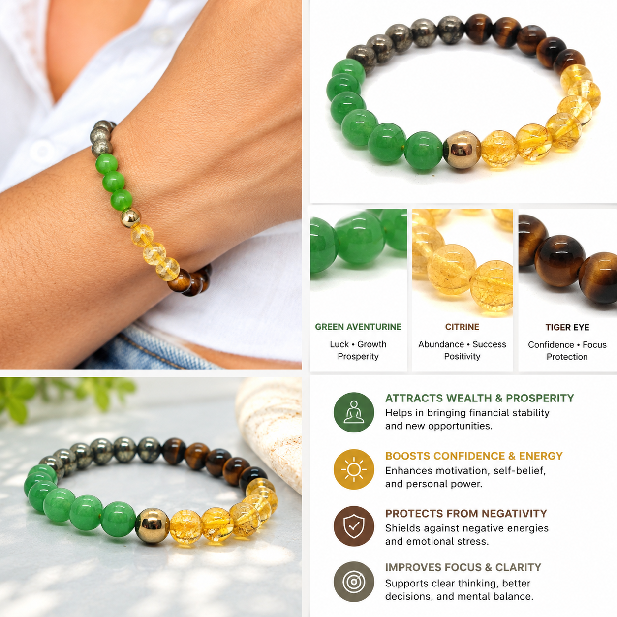 Money Magnet Natural Stone Beads With Certified Bracelet