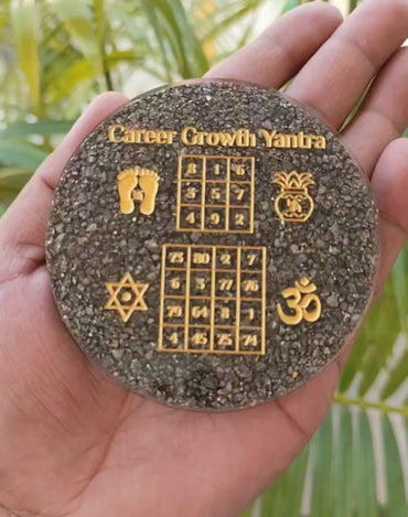 Peru Pyrite Career And Growth Yantra Engraved Orgonite Plate