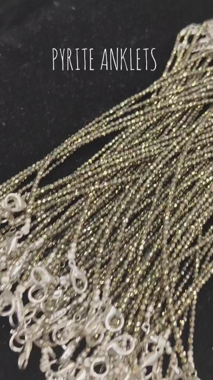 Pyrite Anklet Pair (2 Pcs) – Natural Gold Pyrite Crystal | Wealth & Protection | Certified Healing Stone
