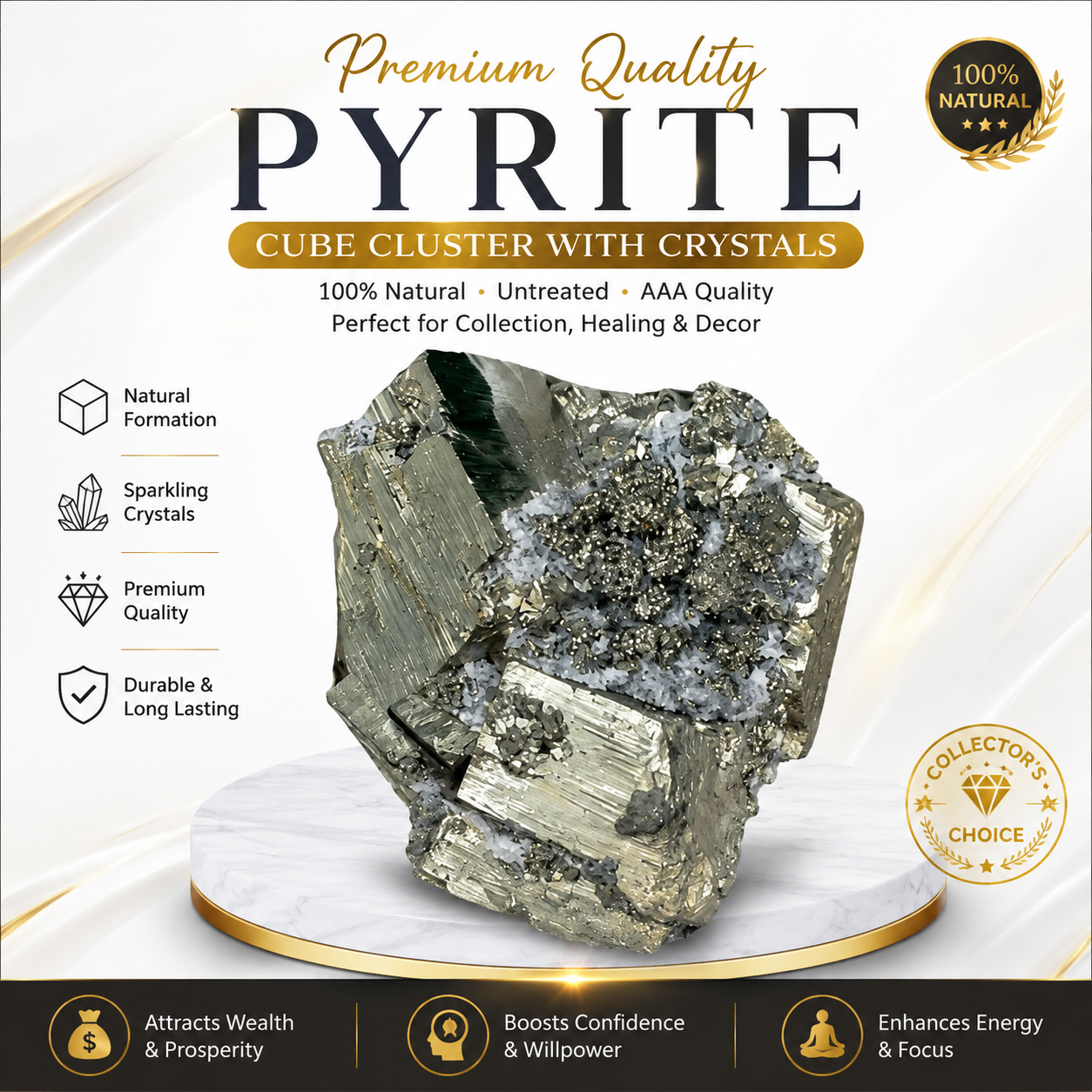 Premium Quality Pyrite Cube Cluster with Crystals – 5 kg