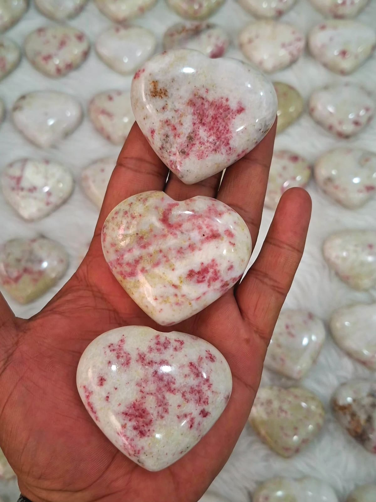 Natural Cinnabrite Hearts | 83-Piece Wholesale Lot • 8 kg