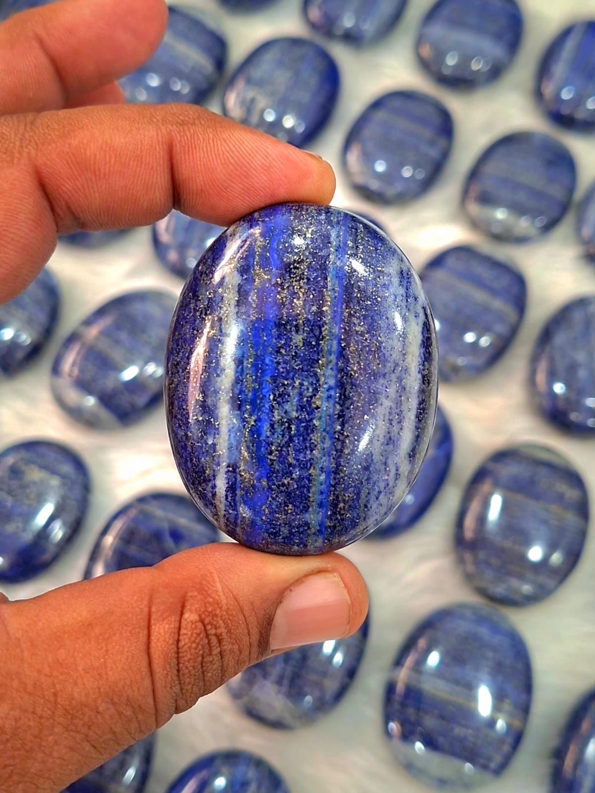Natural Lapis Lazuli Palm Stones Wholesale Lot – 50 Pieces | 5.8 kg