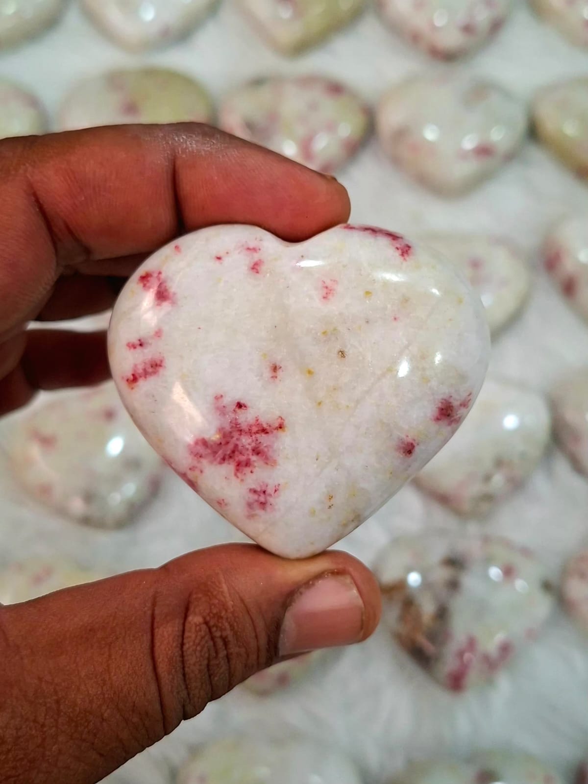 Natural Cinnabrite Hearts | 83-Piece Wholesale Lot • 8 kg