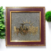 7 Horses Pyrite Dust Vastu Frame | Good Luck, Wealth & Success Decor
