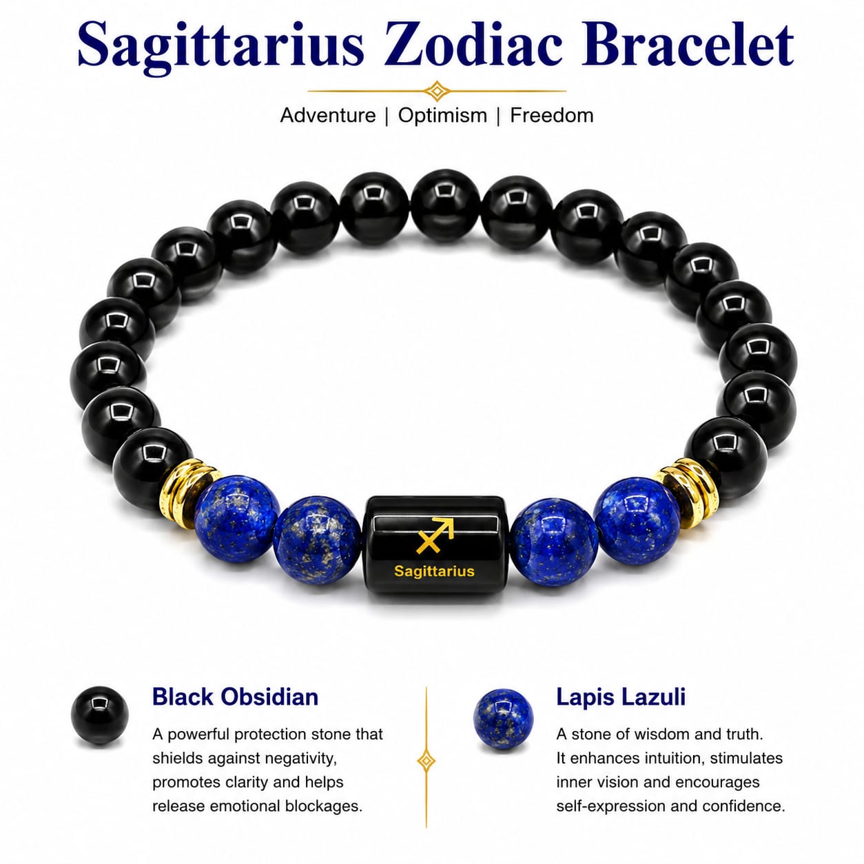 Aquarius Zodiac Bracelet | Amethyst & Lapis Lazuli