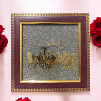 7 Horses Pyrite Dust Vastu Frame | Good Luck, Wealth & Success Decor