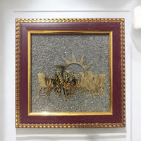 7 Horses Pyrite Dust Vastu Frame | Good Luck, Wealth & Success Decor