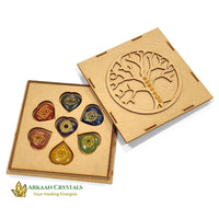 Seven Chakra Reiki Stone Set Natural With Certified Heart Shaped With Mantra Box