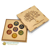 Seven Chakra Reiki Stone Set Natural With Certified Round Shaped With Mantra Box