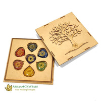 Seven Chakra Reiki Stone Set Natural With Certified Heart Shaped With Mantra Box