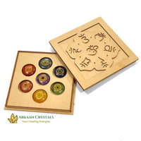 Seven Chakra Reiki Stone Set Natural With Certified Round Shaped With Mantra Box