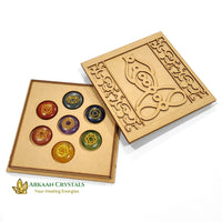 Seven Chakra Reiki Stone Set Natural With Certified Round Shaped With Mantra Box