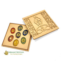 Seven Chakra Reiki Stone Set Natural With Certified Oval Shaped With Mantra Box
